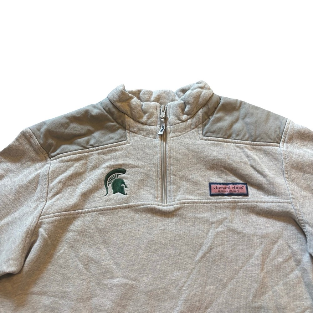 Vineyard Vines Mens Michigan State Spartans Quarter Zip Pullover Gray XS Logo